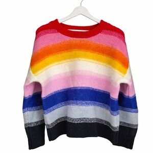 Old Navy Acrylic WoolBlend Rainbow Striped Sweater size M NWOT Soft Cozy Knit